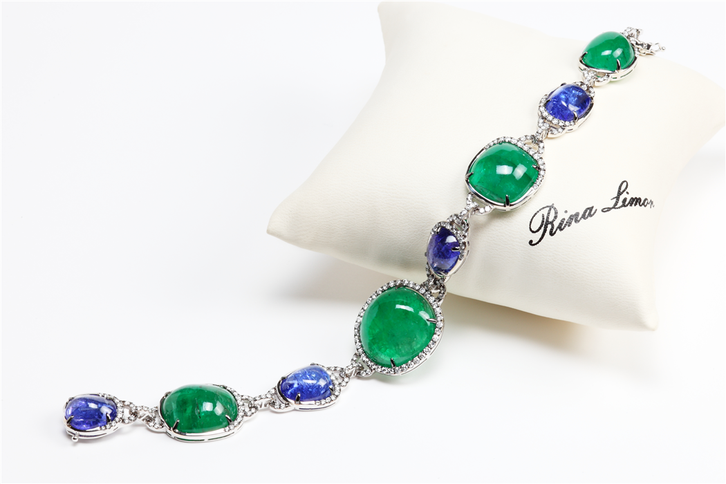 Tanzanite and emerald bracelet