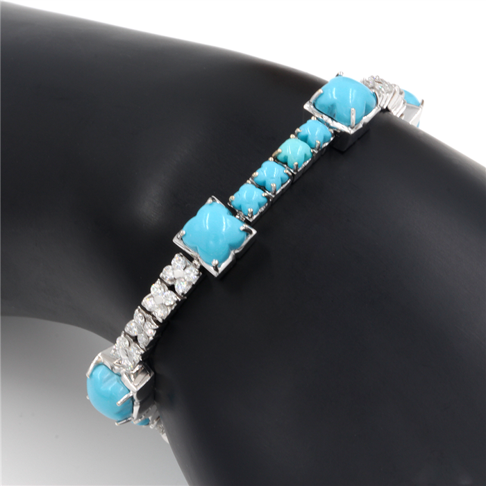 Turquoise & Diamond Turquoise Bracelet