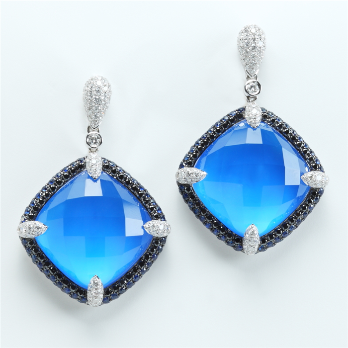Faceted Blue agate Earrings