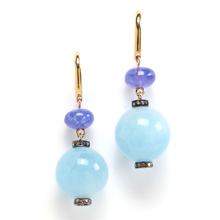 Aqua and tanzanite drop earrings