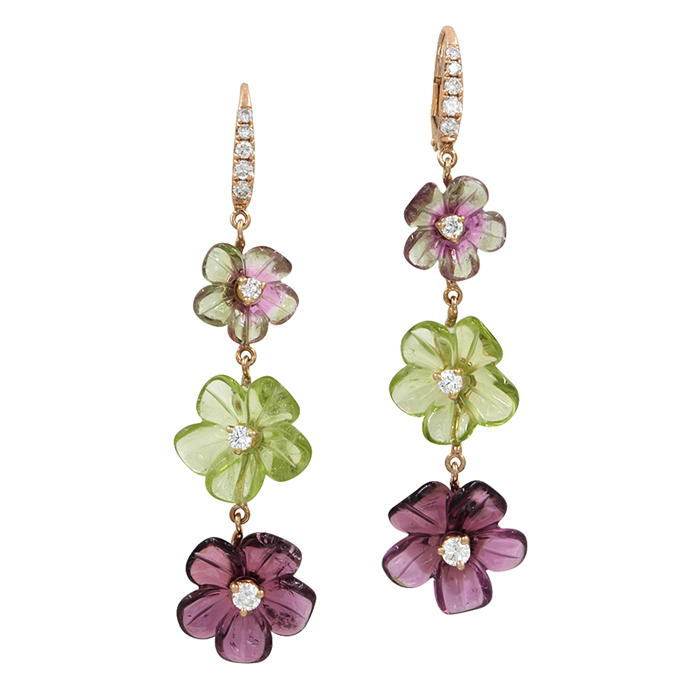 Dangling CARVED Flower Earrings
