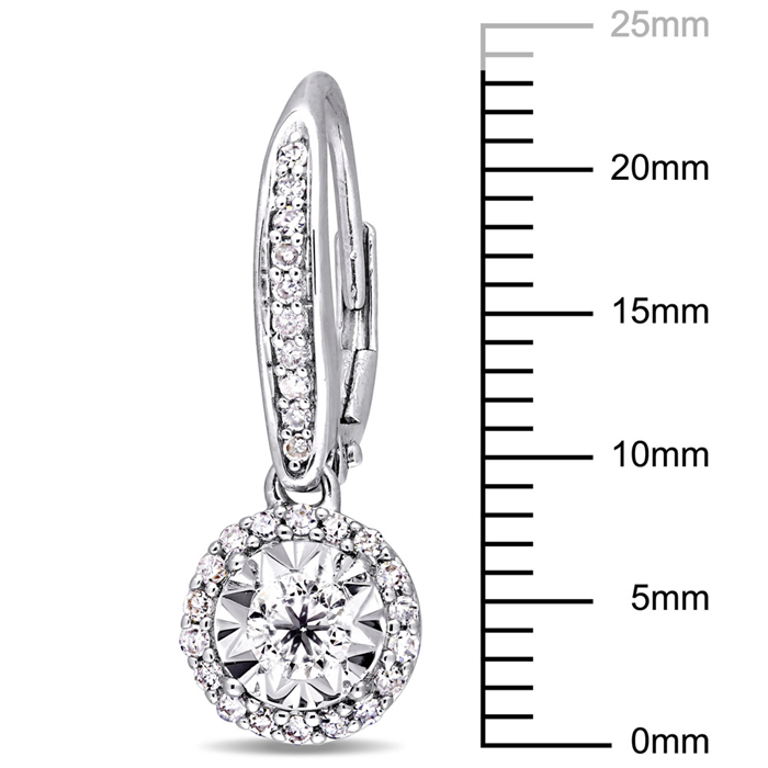 0.50ctw diamond halo sterling silver earring 