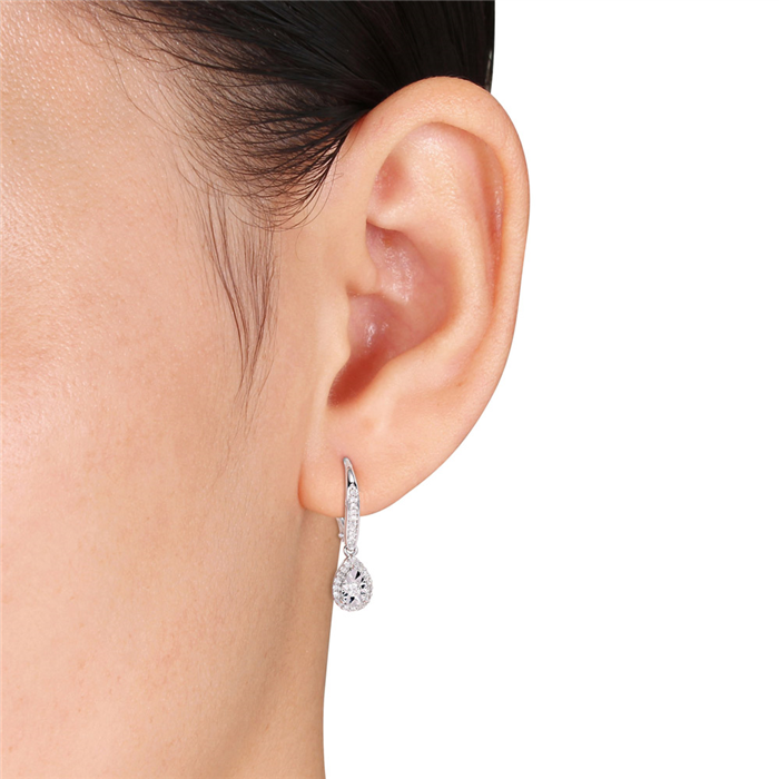 0.33ctw diamond teardrop sterling silver earrings