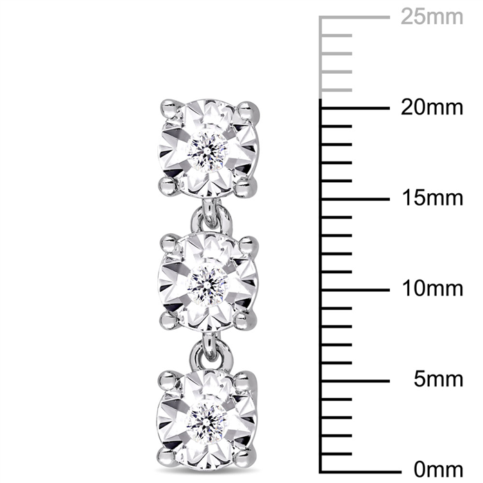 Diamond Drop Earrings in Sterling Silver