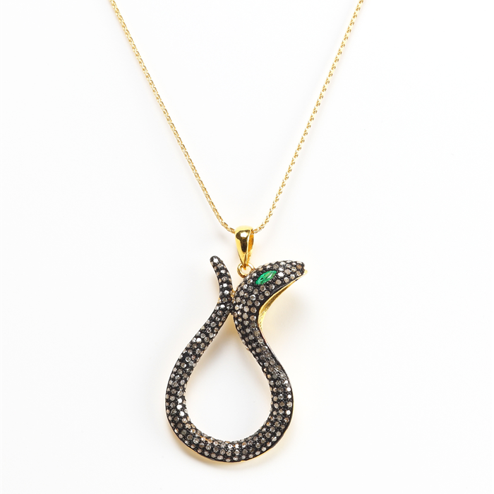 Diamond Snake Pendant Necklace 