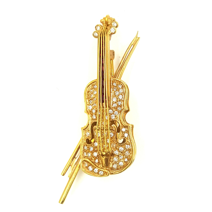 Small Golden Violin Brooch
