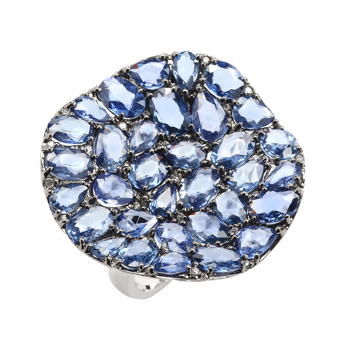 round petali ring in sapphires