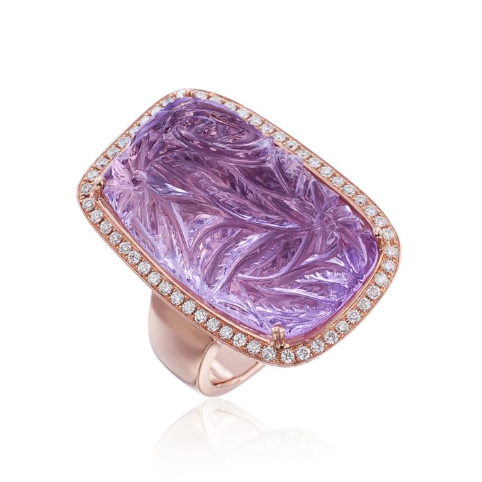 Carved Amethyst Ring