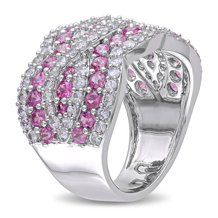 Pink and White Sapphire Infinity Ring 